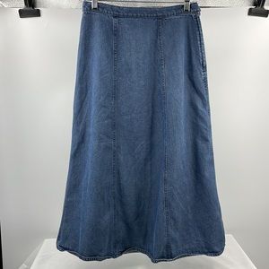 L.L. Bean Tencel Cotton Soft Flowy Jean Denim A-Line Skirt Size 8